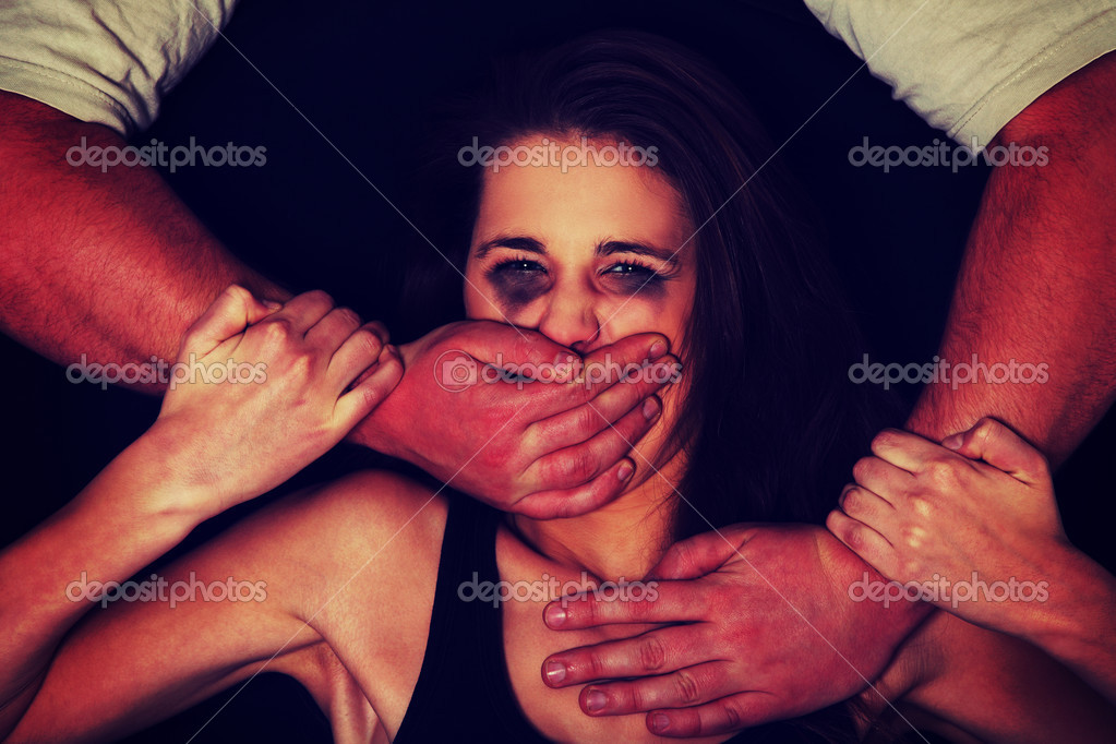 Emotional portrait of abused woman